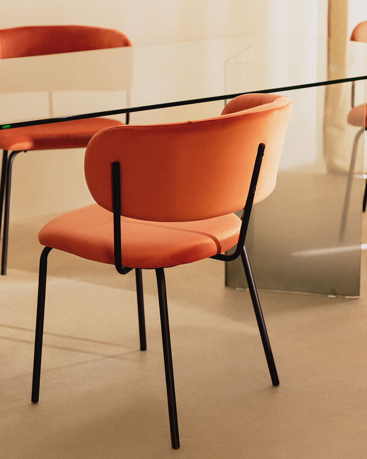 Sedia da Pranzo in Velluto e Metallo Bonse, immagine della galleria 2