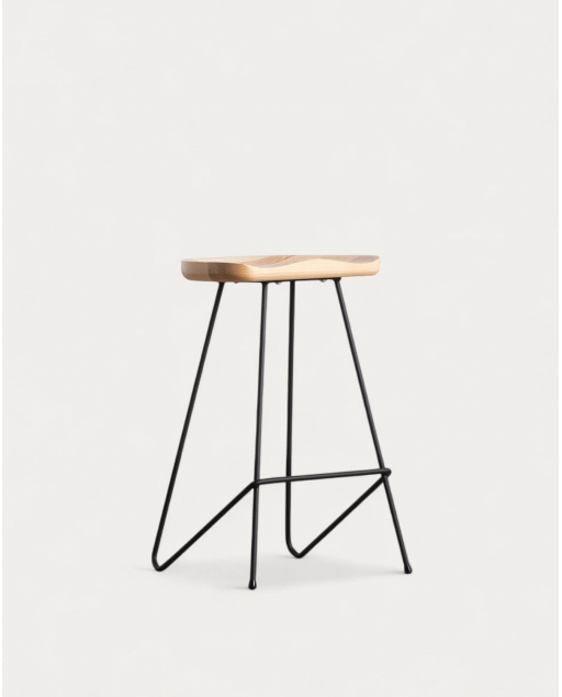 Sgabello Alto in Legno e Metallo (67,5 cm) Roses - Nero matte