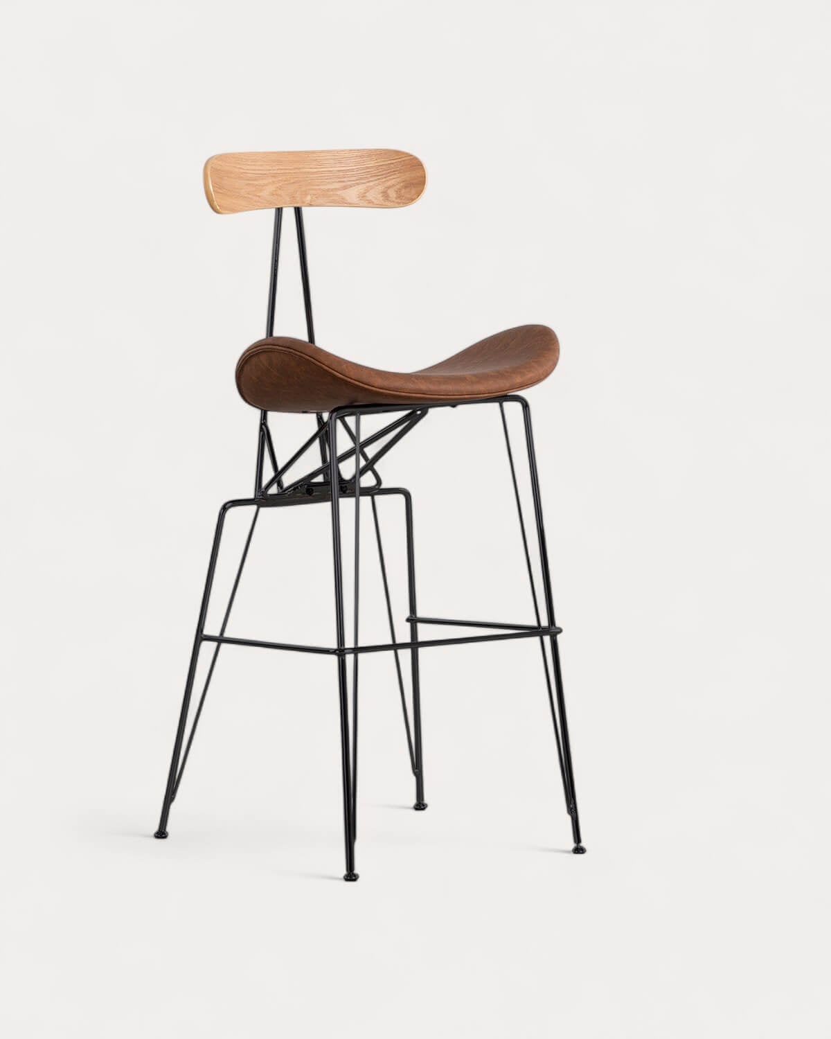 Confezione da 2 sgabelli alti in similpelle e legno (75 cm) Brunela, immagine della galleria 1