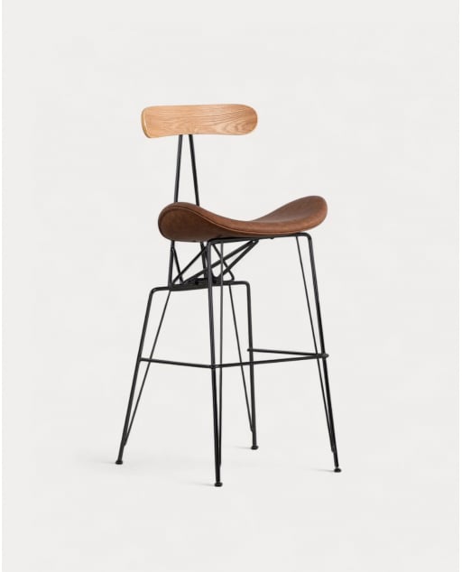 Pack 2 Sgabelli Alti in Similpelle e Legno (76 cm) Brunela