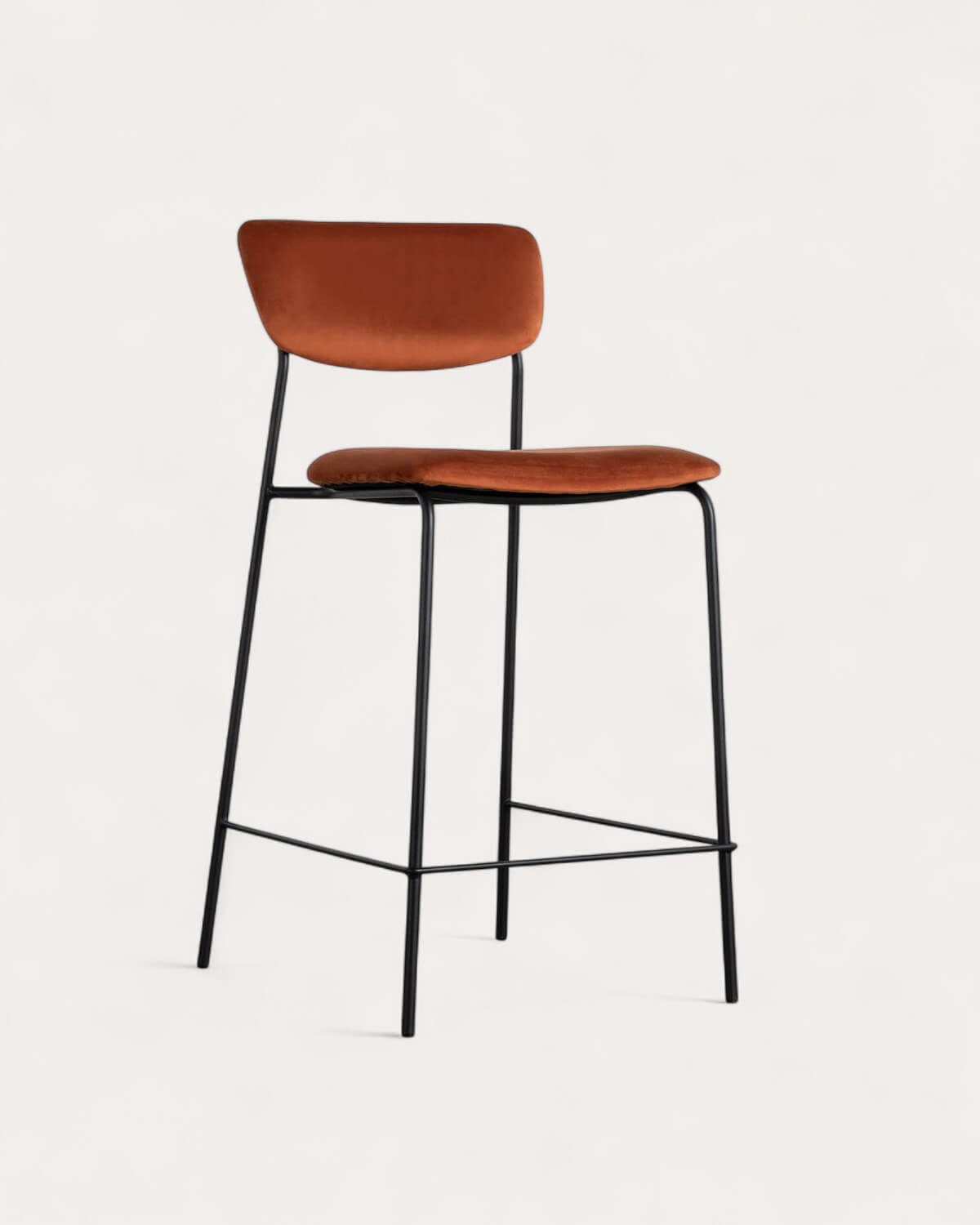 Sgabello alto Morgan in metallo e velluto (70 cm), immagine della galleria 1