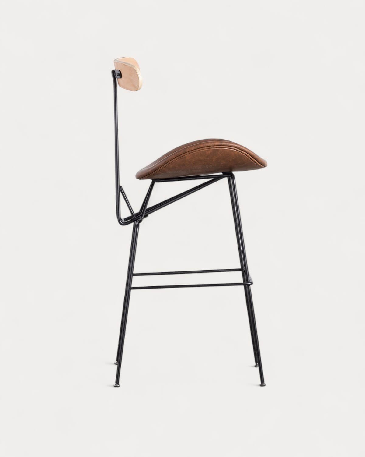 Sgabello Alto in Similpelle e Legno (76 cm) Antonela, immagine della galleria 2