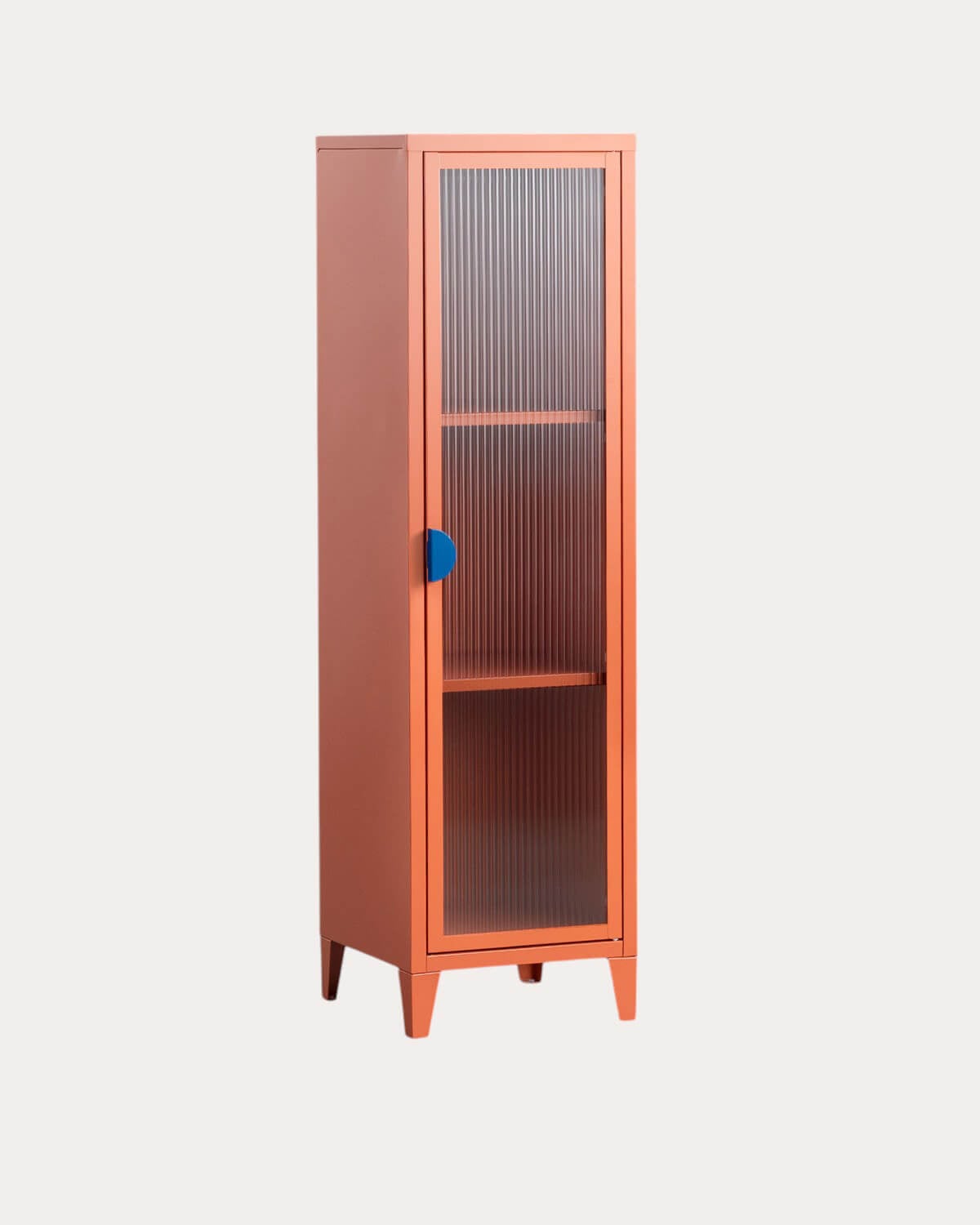 Credenza Espositiva a 1 Anta 137x38 cm in Acciaio Laminato e Vetro Soan, immagine della galleria 1