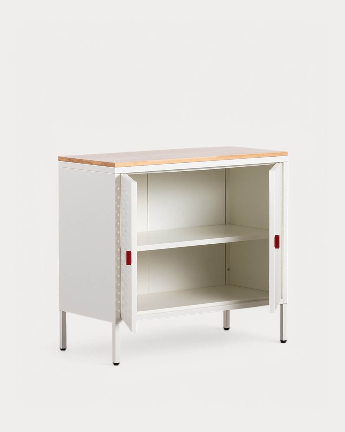 Credenza Bassa 2 Ante 80x41 cm in Acciaio Laminato e Legno di Pino Varys, immagine della galleria 4
