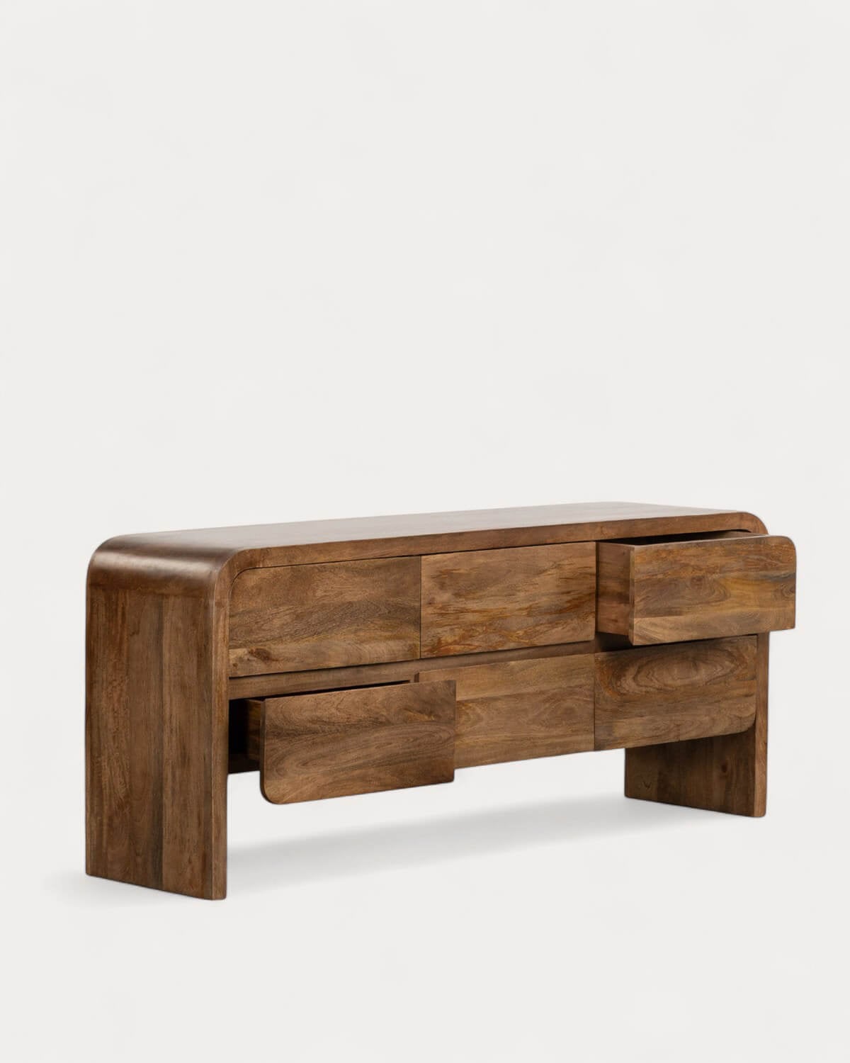 Credenza Bassa con 6 Cassetti 160x40 cm in Legno di Mango Vanile , immagine della galleria 3