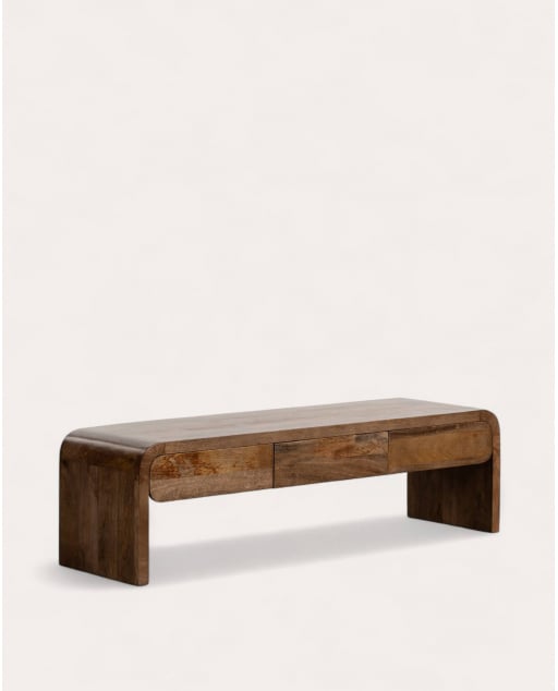 Mobile TV in Legno di Mango con 3 Cassetti Vanile