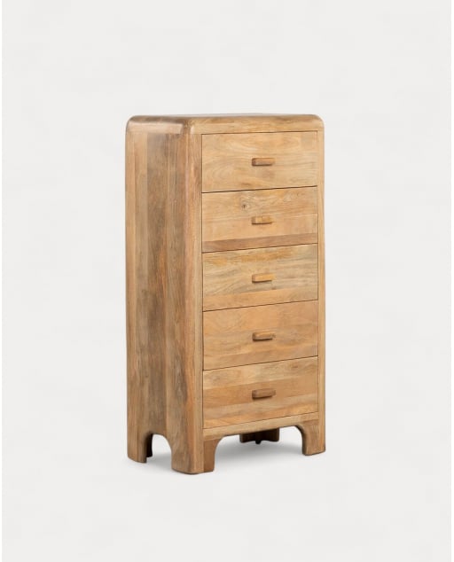 Cassettiera in Legno di Mango con 5 Cassetti 70x40 cm Reichel