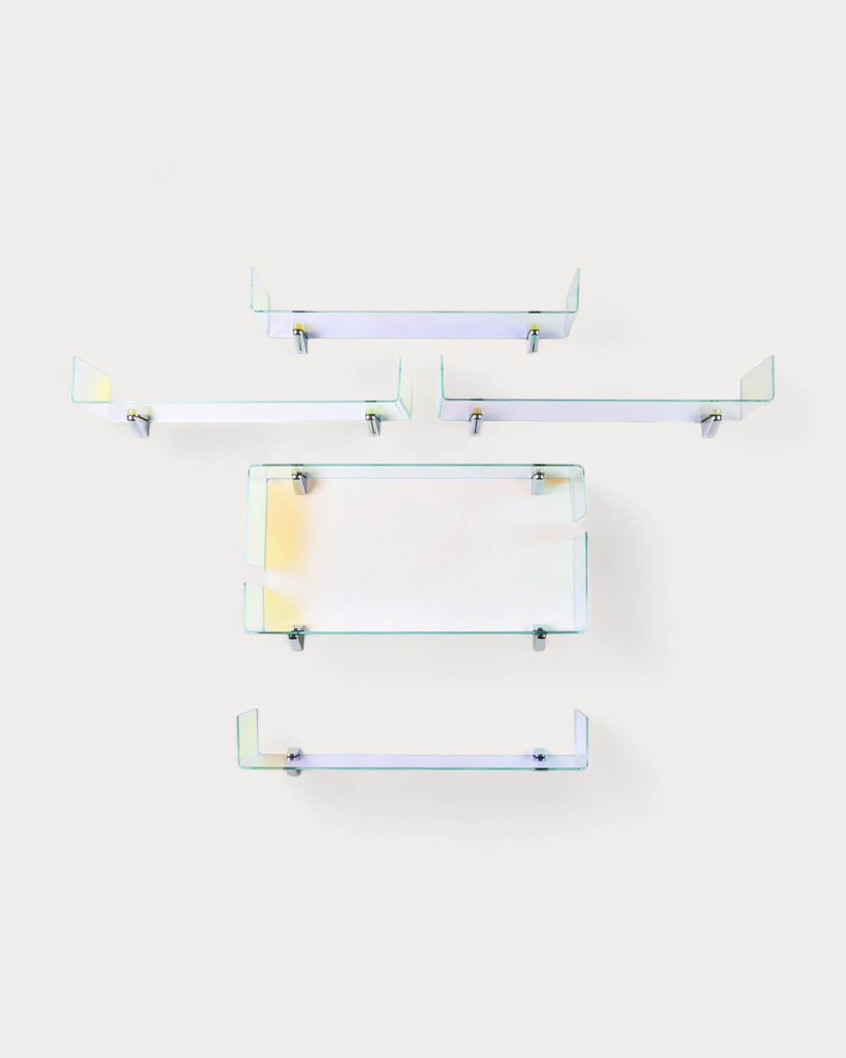 Set di Mensole da Parete in Vetro Temperato Curvato Iris, immagine della galleria 1