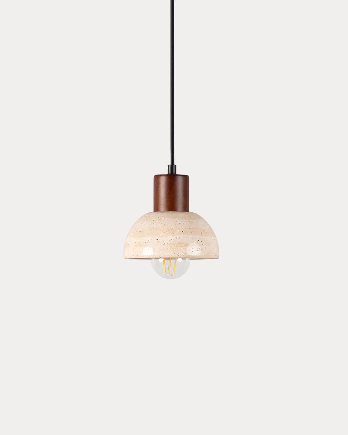 Lampada da Soffitto in Marmo Travertino e Legno May, immagine della galleria 1