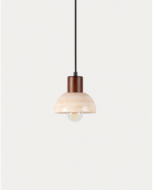 Lampada da Soffitto in Marmo Travertino e Legno May