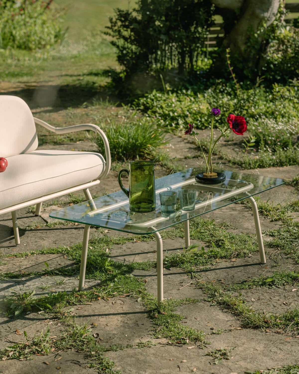 Tavolino Rettangolare da Esterno in Metallo e Vetro Temperato (120x56 cm) Xoan, immagine della galleria 2