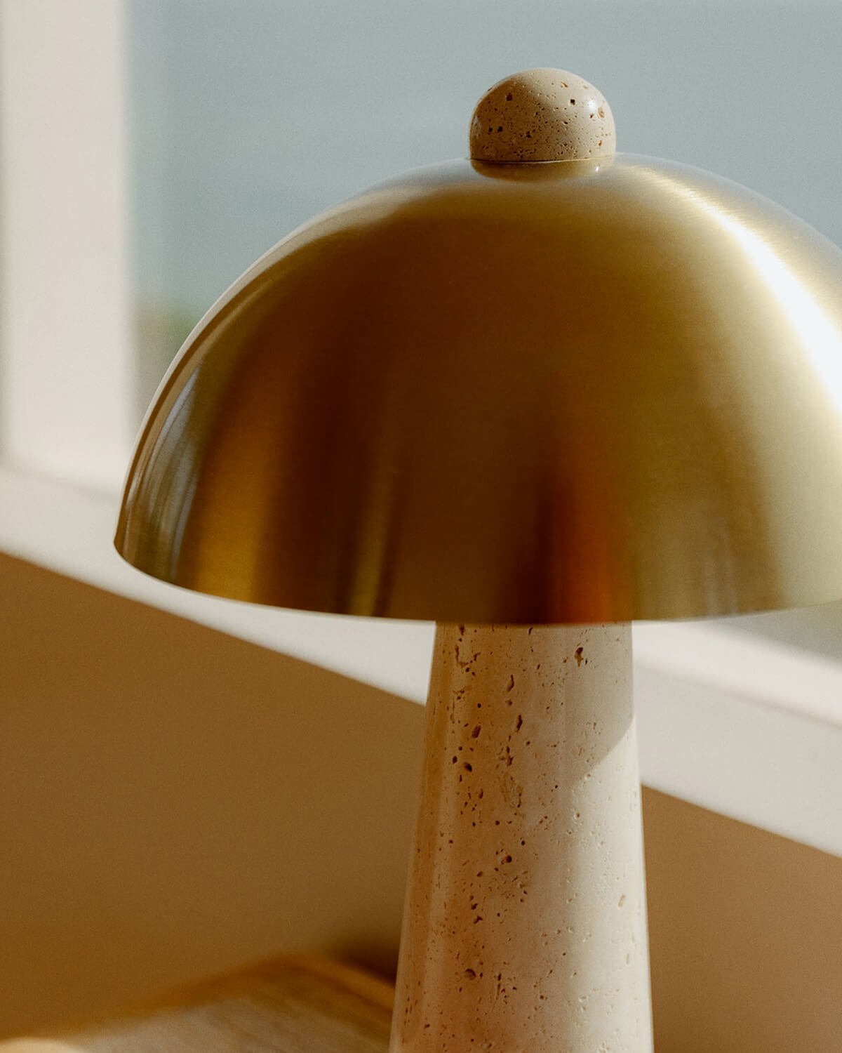 Lampada da Tavolo in Metallo con Marmo Travertino Hugo, immagine della galleria 3