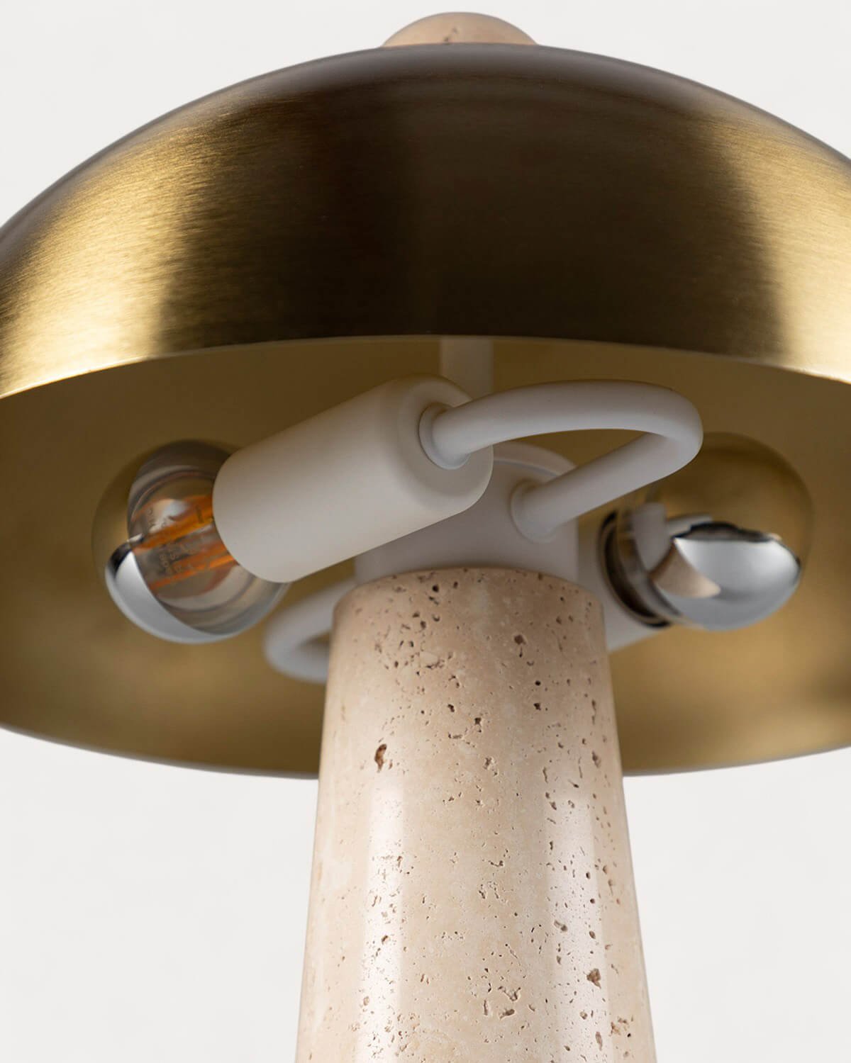 Lampada da Tavolo in Metallo con Marmo Travertino Hugo, immagine della galleria 7