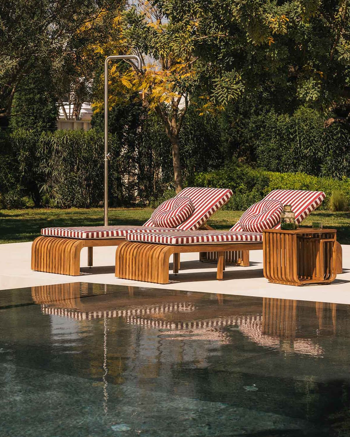 Pack da 2 Lettini Reclinabili in Legno di Acacia con Cuscino Hazan, immagine della galleria 2