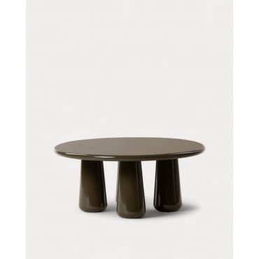 Tavolino Rotondo in Legno (Ø80 cm) Hany Verde Nori - The Masie