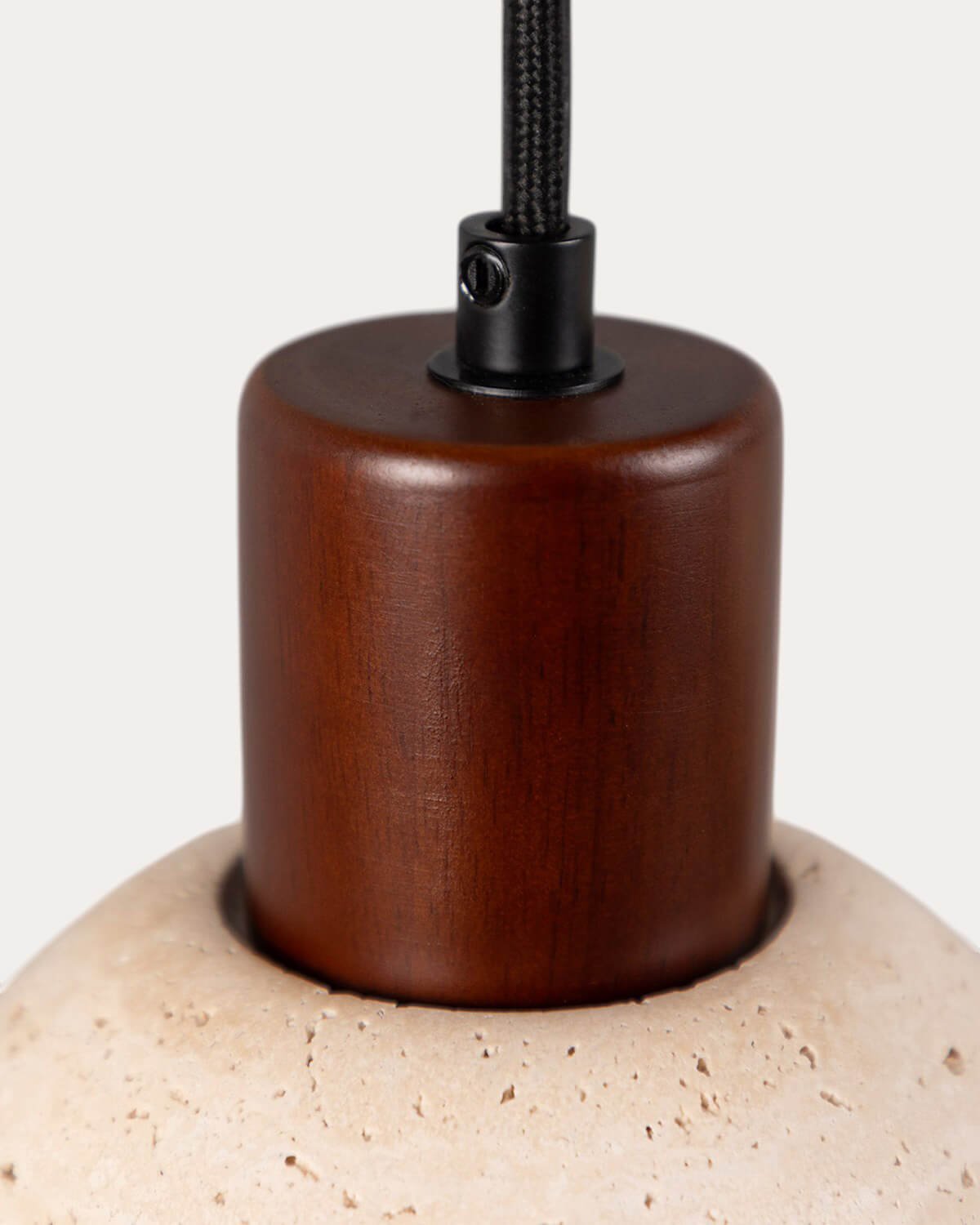 Lampada da Soffitto 3 Punti Luce in Marmo Travertino e Legno May, immagine della galleria 4