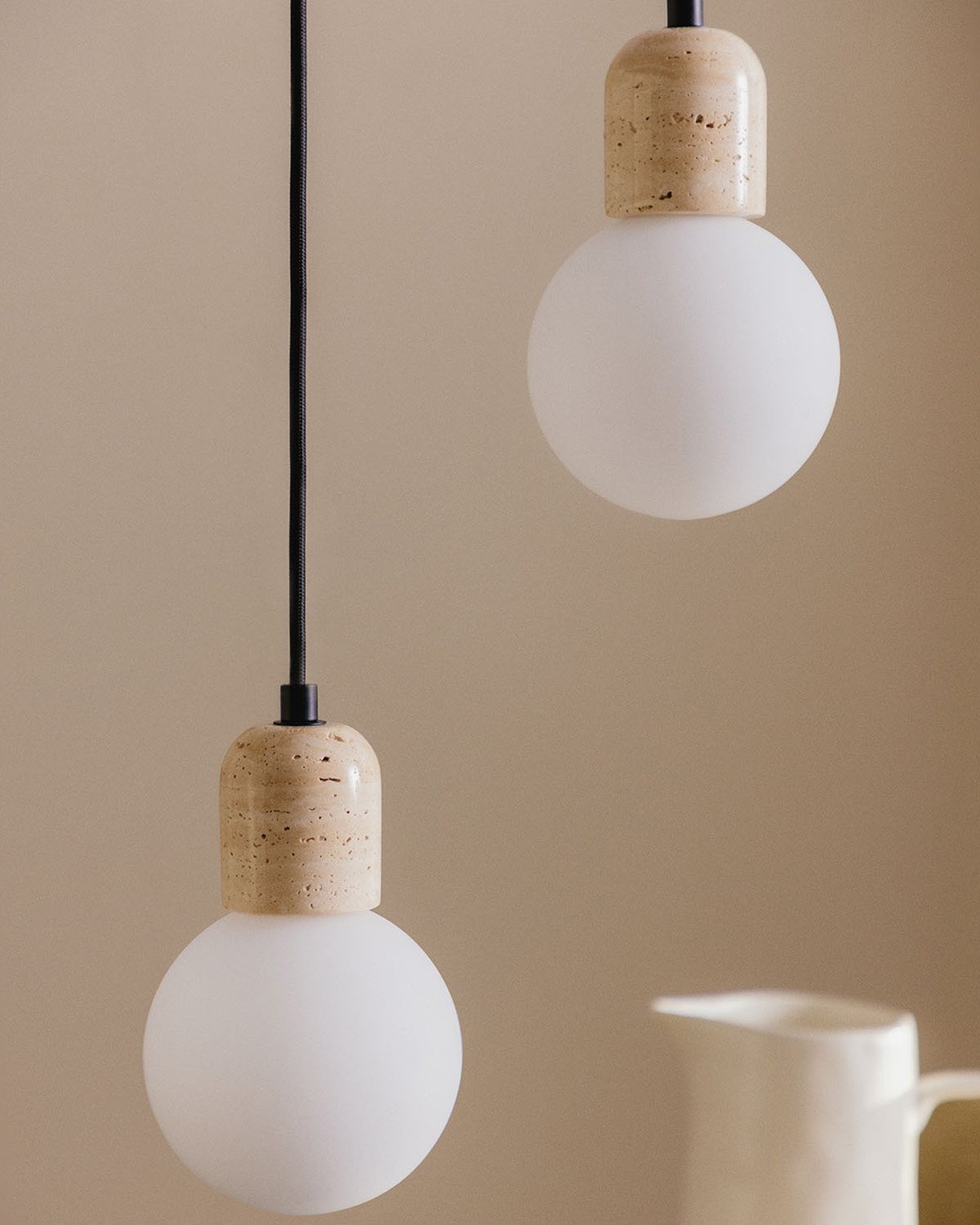 Lampada da Soffitto 2 Punti Luce in Metallo Travertino Marmo Eriel, immagine della galleria 3