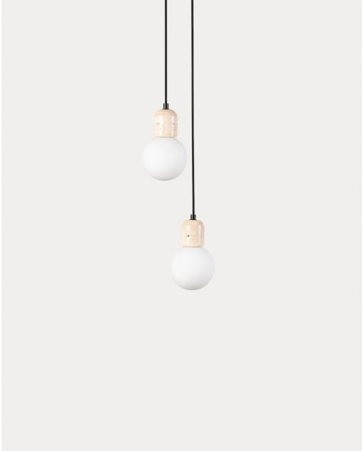 Lampada da Soffitto 2 Punti Luce in Metallo Travertino Marmo Eriel