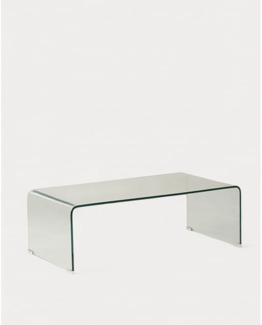 Tavolino Rettangolare in Cristallo Temperato (120x60 cm) Curve - Vetro trasparente