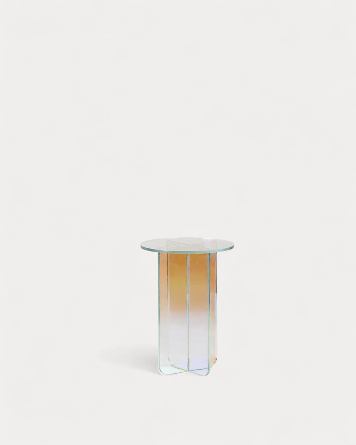 Tavolino Ausiliario Rotondo Iridistente in Vetro Temperato (Ø40 cm) Iris, immagine della galleria 1