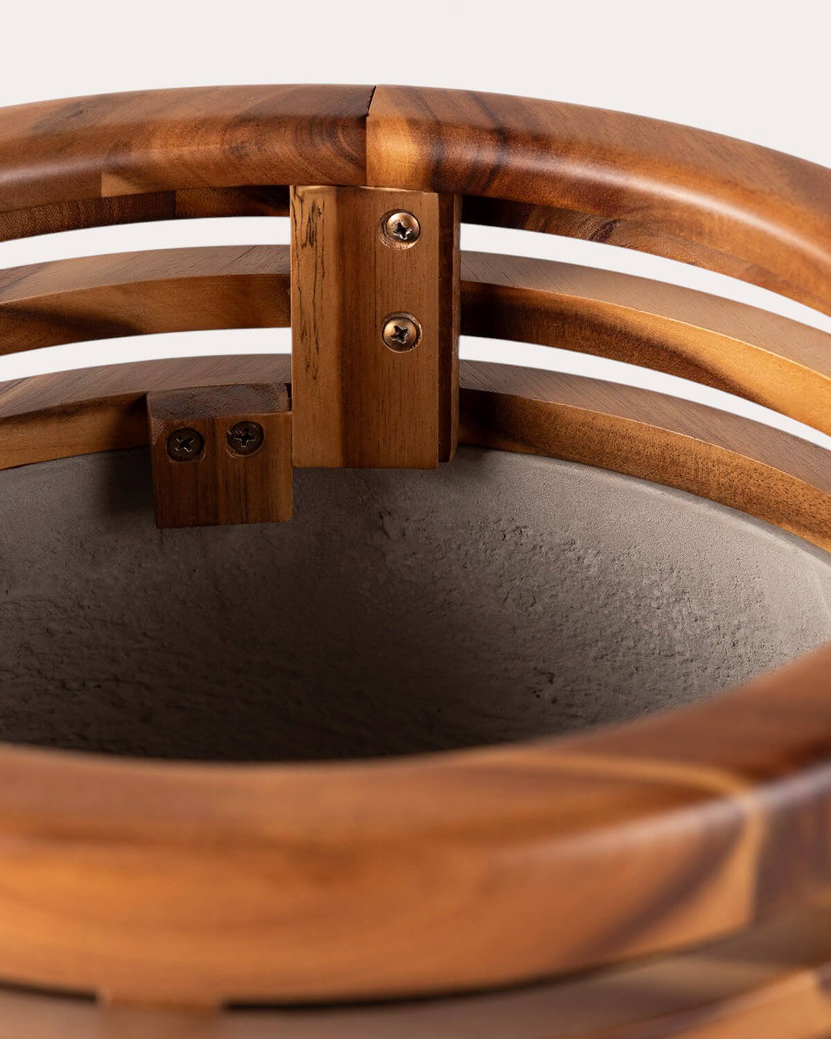 Fioriera in Cemento e Legno di Acacia S (34xØ38 cm) Hazan, immagine della galleria 5