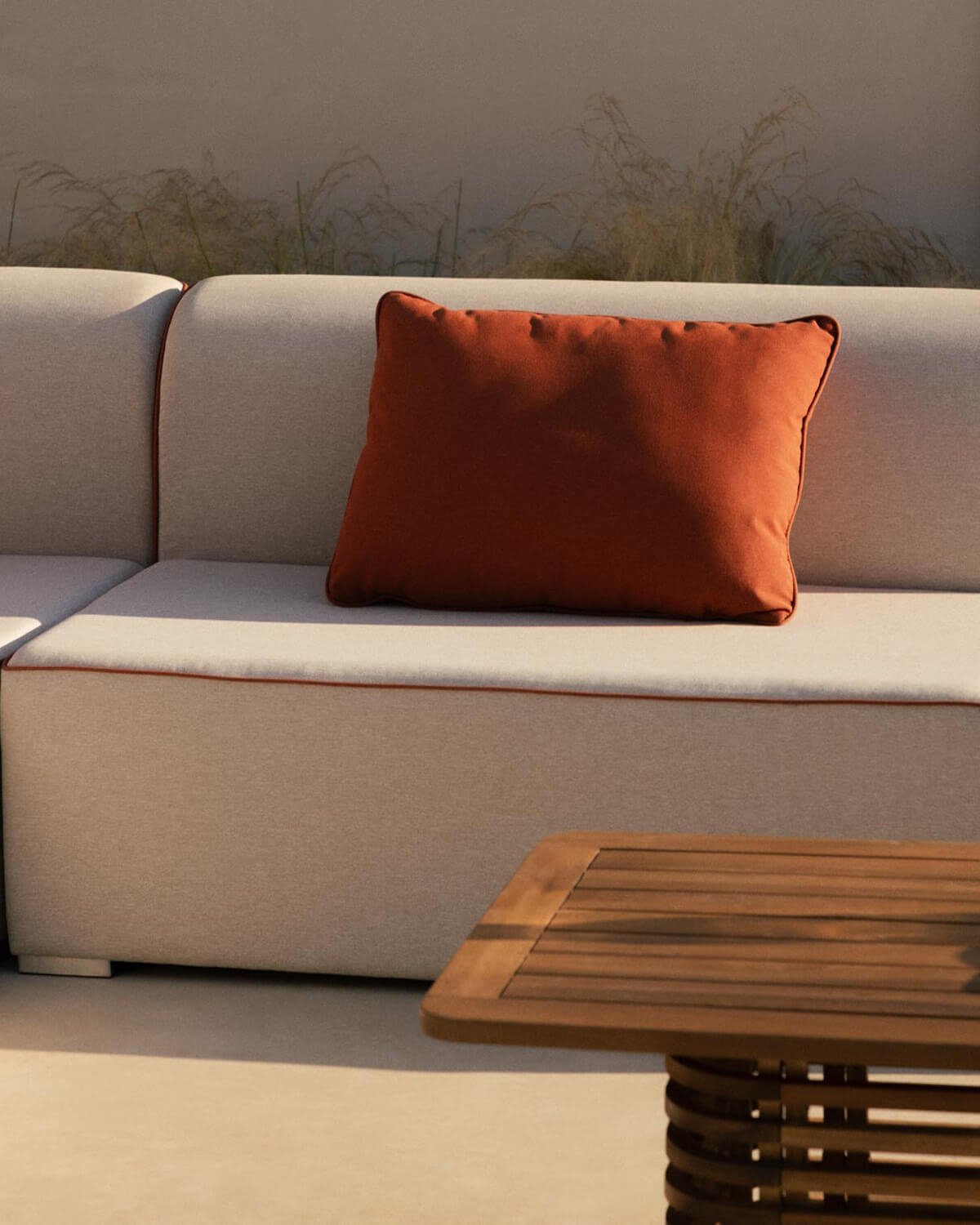 Divano da Giardino Loft Modulare in 3 Pezzi con Divani Angolari e a 2 Posti con Puff in Tessuto Lagos, immagine della galleria 3