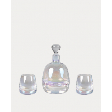 Set da Liquore con 2 Bicchieri in Vetro Bilbao Iridescente - The Masie