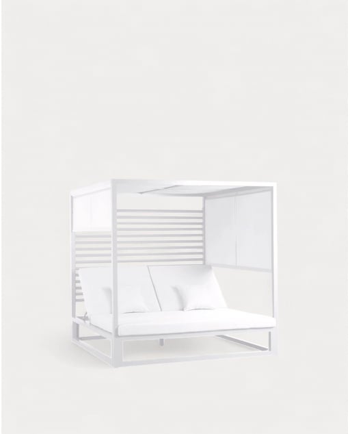 Letto Balinese Reclinabile in Tessuto e Alluminio Mersia - Bianco Polar
