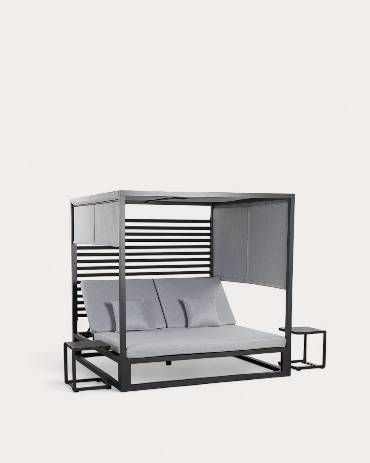 Set Letto Balinese Reclinabile Mersia e 2 Tavolini Laterali in Alluminio (40x40 cm) Kreta Colours, immagine della galleria 1