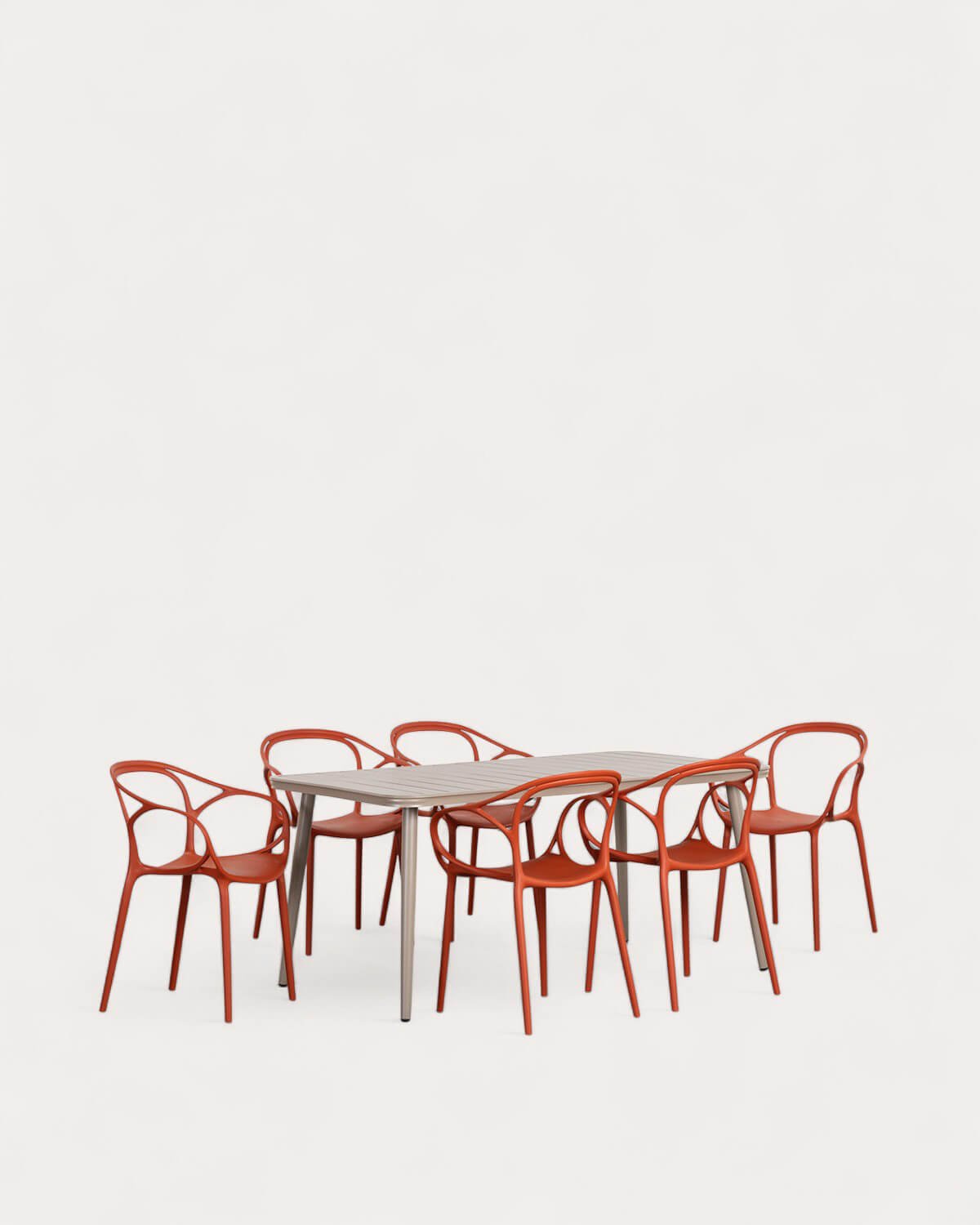 Set Tavolo Rettangolare in Alluminio (160x90 cm) Cancun e 6 Sedie da Esterno in Polipropilene Erbra, immagine della galleria 1