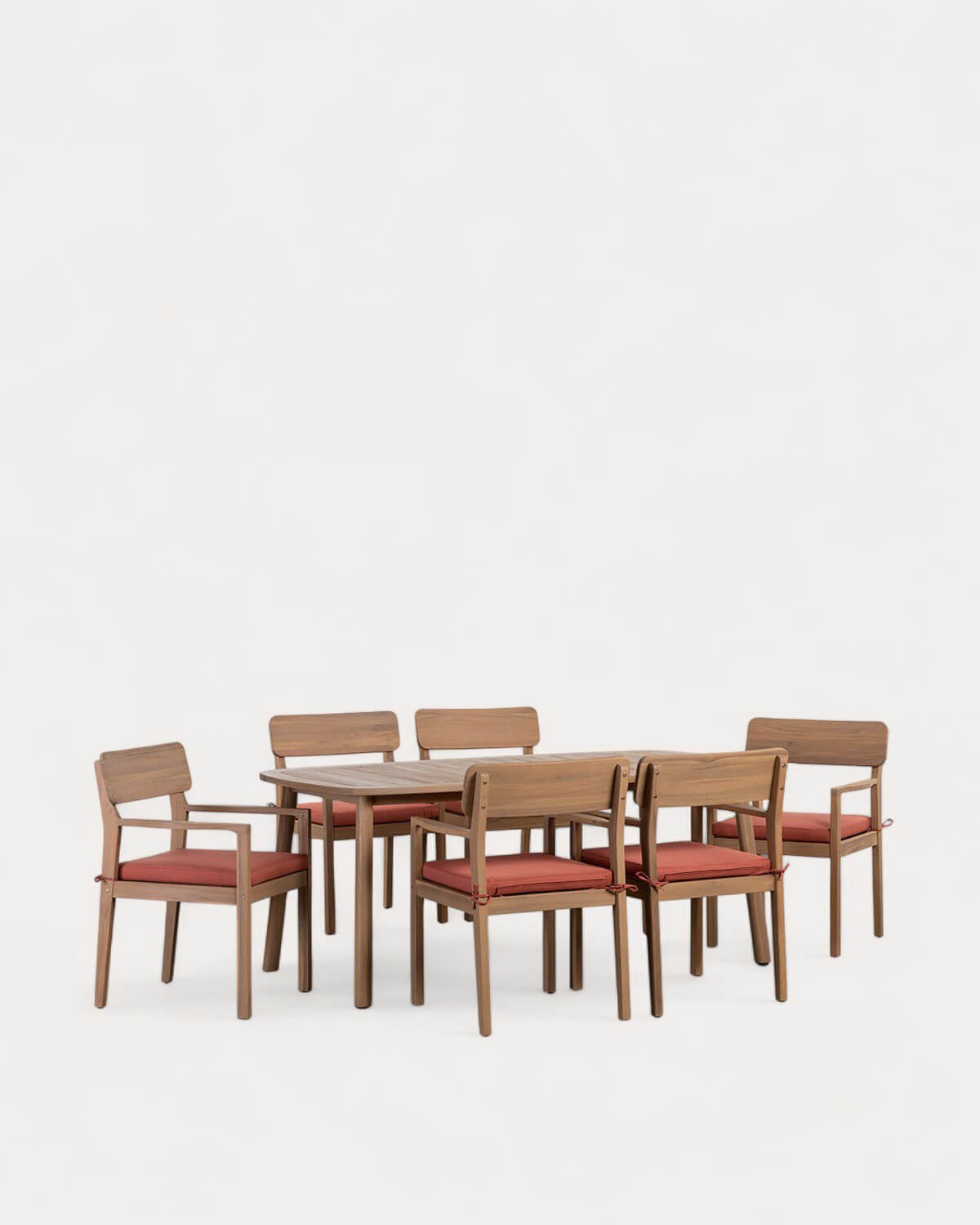 Set Tavolo Rettangolare (180x100 cm) e 6 Sedie in Legno di Acacia con Braccioli da Esterno Marla, immagine della galleria 1