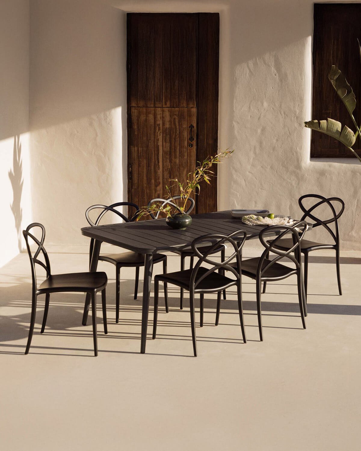 Set Tavolo Rettangolare in Alluminio (160x90 cm) Cancun e 6 Sedie in Polipropilene per Esterni Cielo , immagine della galleria 2