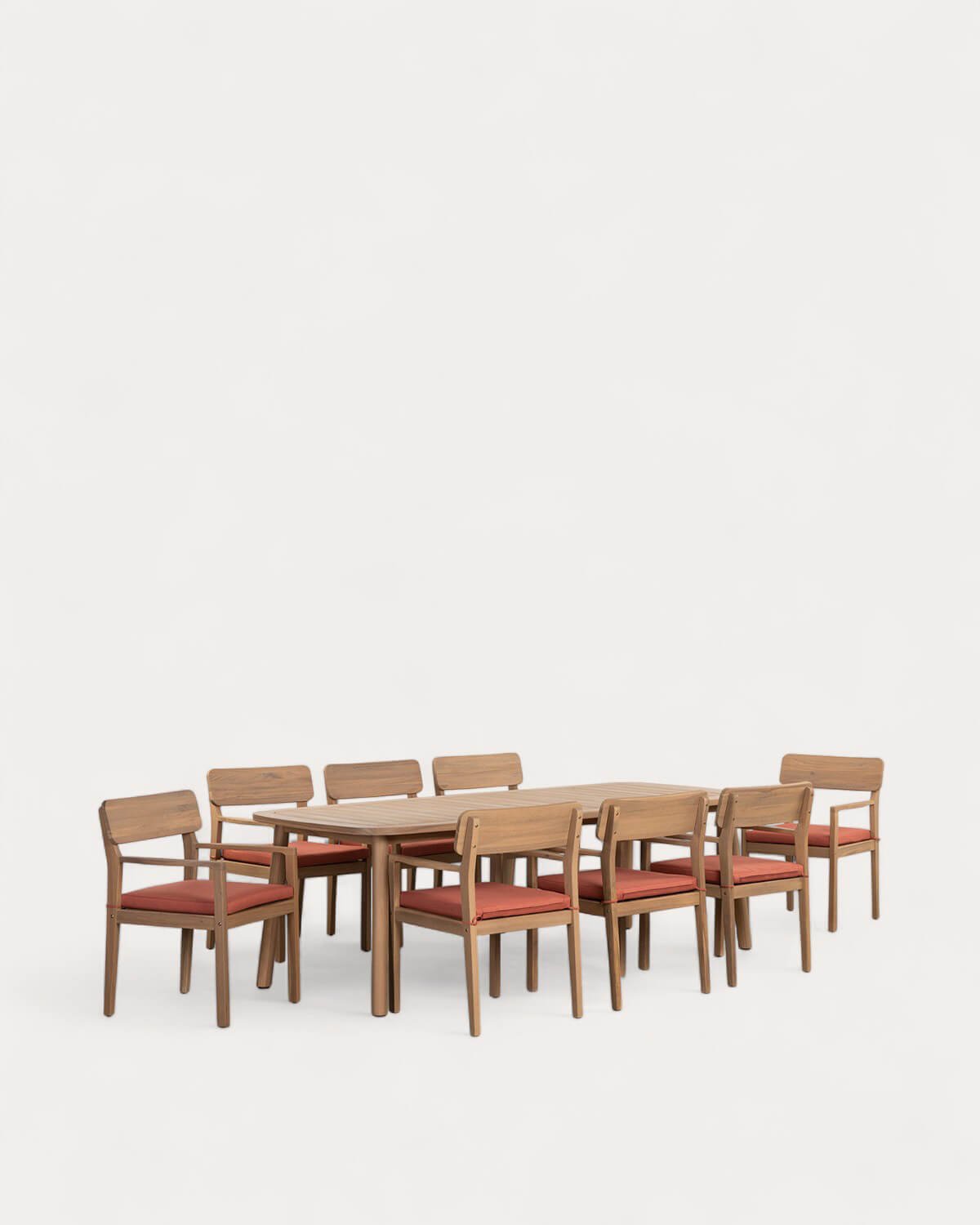 Set di Tavolo Rettangolare (240x100 cm) e 8 Poltrone con Braccioli in Legno d'Acacia da Esterno Marla, immagine della galleria 1