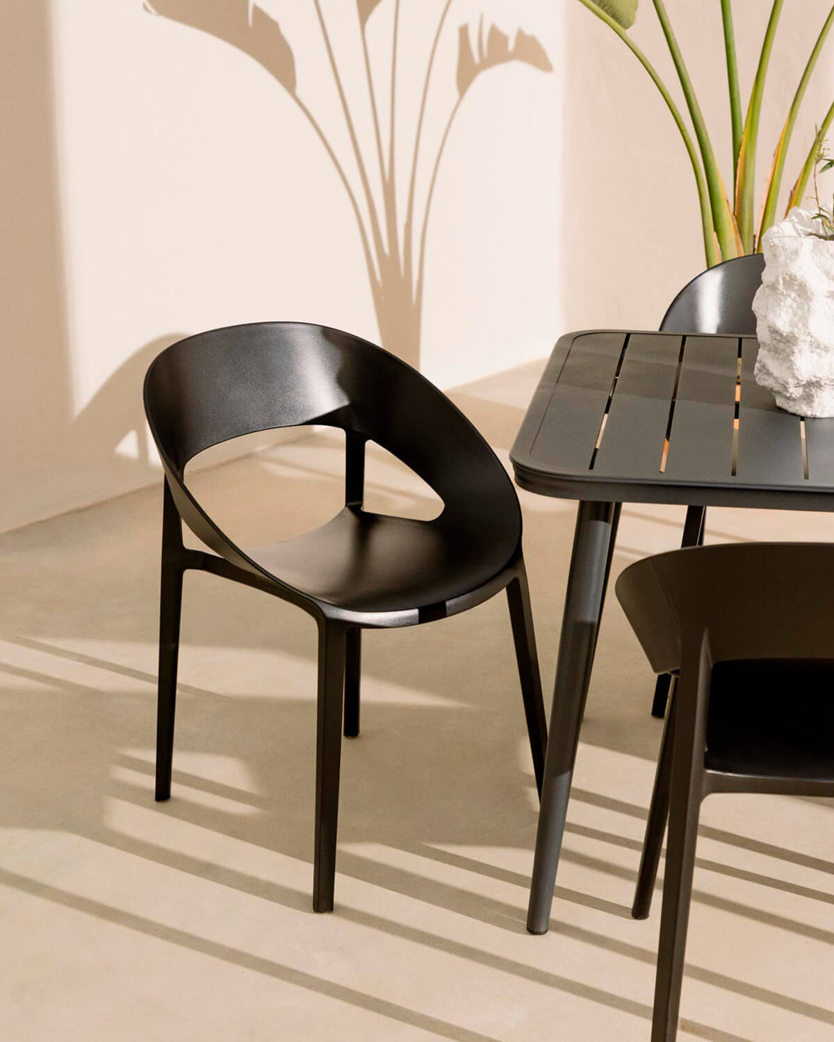 Set Tavolo Rettangolare in Alluminio (160x90 cm) Cancun e 6 Sedie in Polipropilene per Esterni Lara, immagine della galleria 3