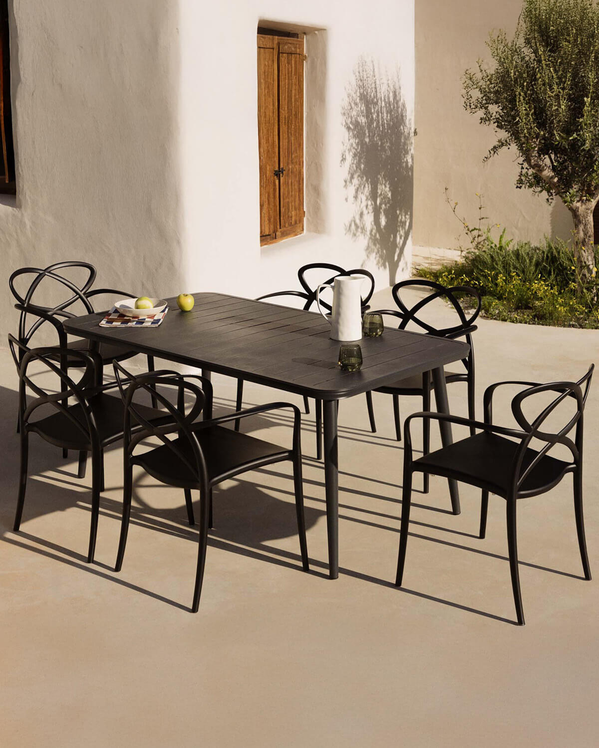 Set Tavolo Rettangolare in Alluminio (160x90 cm) Cancun e 6 Sedie in Polipropilene con Braccioli per Rsterni Cielo, immagine della galleria 2