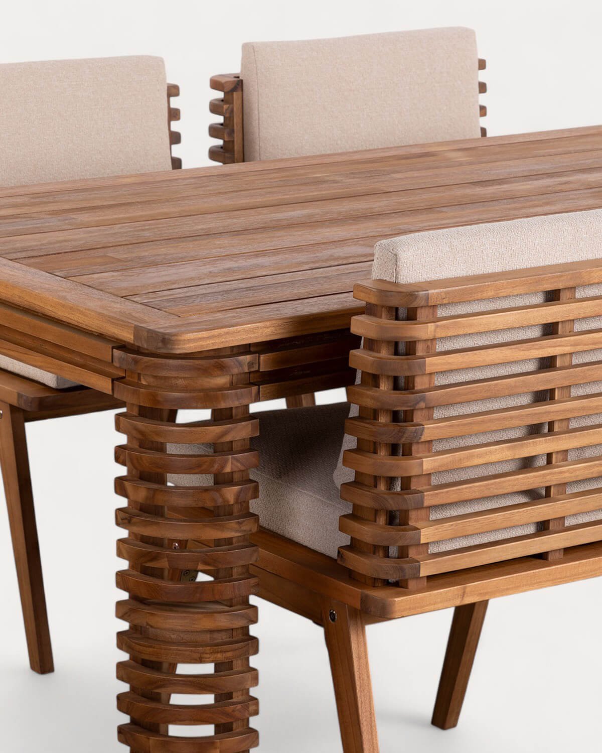 Set di Tavolo Rettangolare (180x90 cm) e 6 Sedie in Legno di Acacia e Tessuto per Esterni Hazan, immagine della galleria 5