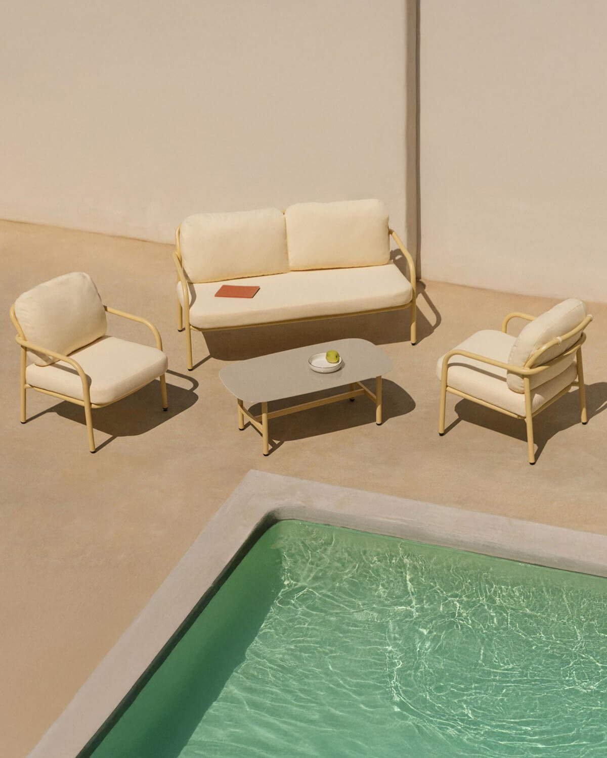 Set da Giardino con Divano a 2 Posti, 2 Poltrone e Tavolino in Metallo e Tessuto Aleina, immagine della galleria 2