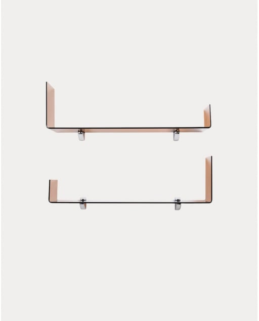 Set di 2 Mensole da Parete in Vetro Curvato a forma di L Iris