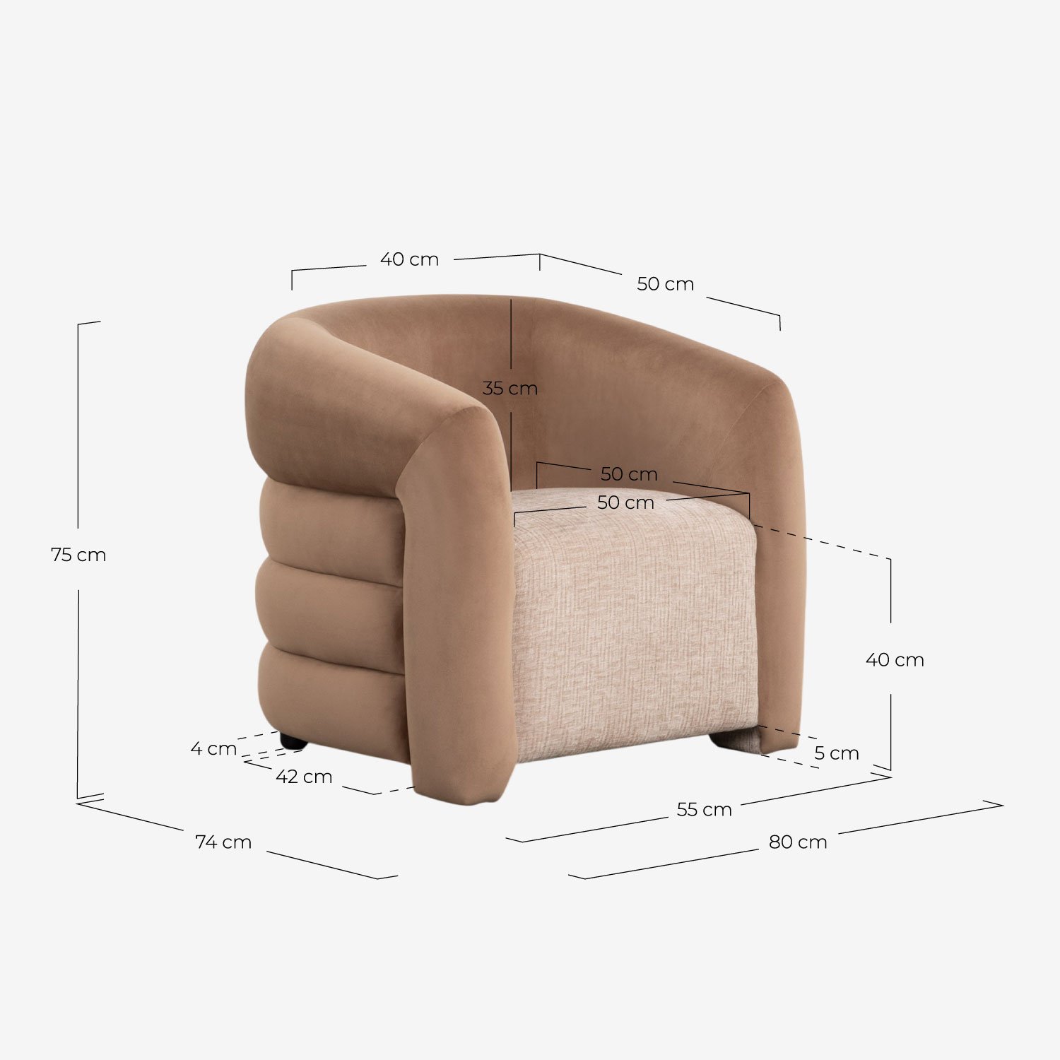 Pack 2 Poltrone in Tessuto Deian, Misure