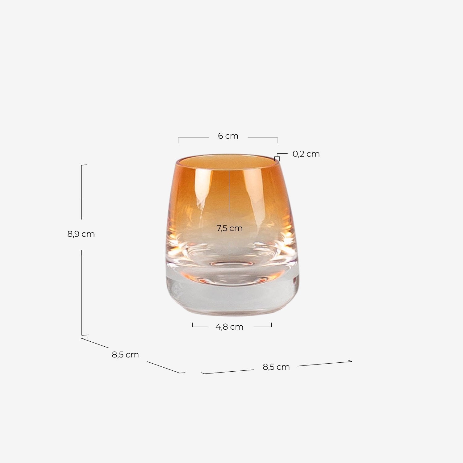 Set Decanter Bilbao con 2 Bicchieri in Cristallo , Misure