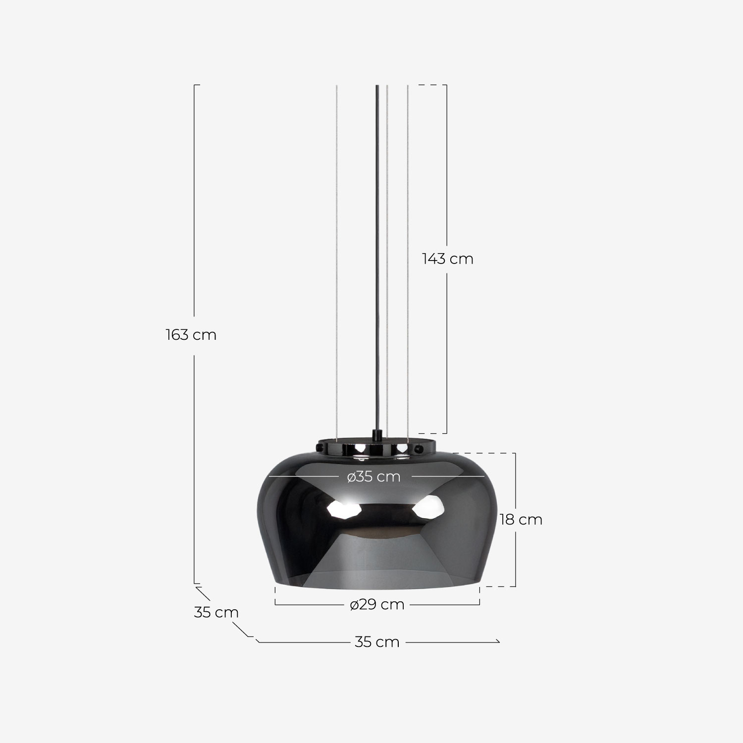 Lampada da Soffitto a LED in Cristallo (Ø35 cm) Lahti, Misure