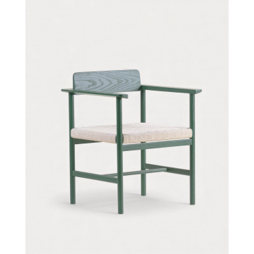 Pack 2 Sedie da Pranzo con Braccioli in Legno e Rattan Paula Verde Grove - The Masie