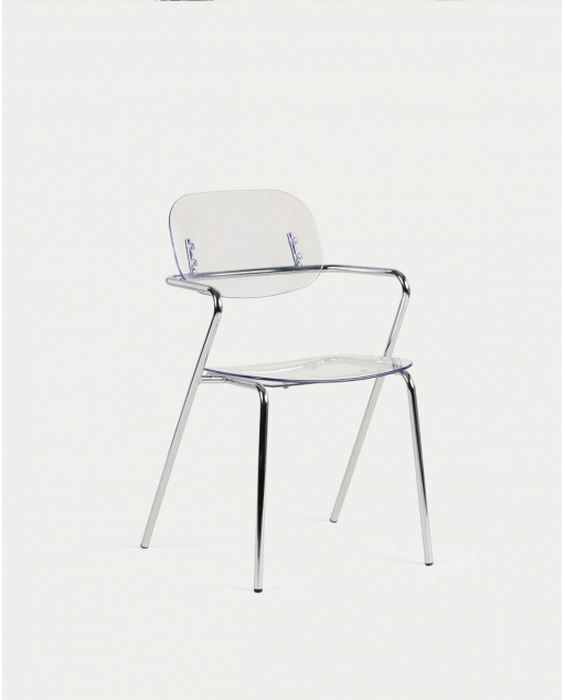 Sedia da Pranzo con Braccioli in Polietilene e Metallo Pinha - Transparente