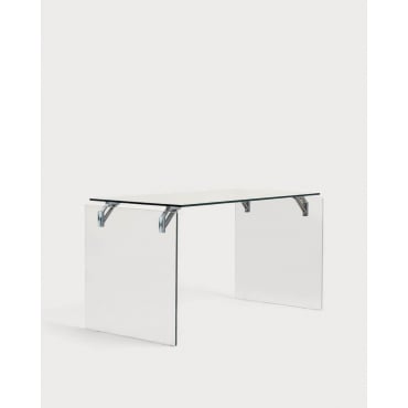Scrivania in Vetro Temperato e Acciaio Inox (134x70 cm) Arey Vetro trasparente - The Masie