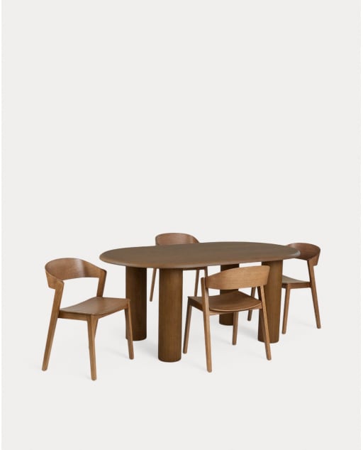 Set da Pranzo Ovale (180x100 cm) Alhie e 4 Sedie da Pranzo in Legno Laly