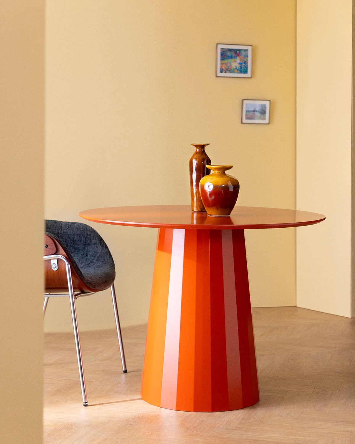 Tavolo da Pranzo Rotondo in Legno e Metallo (Ø100 / Ø120 cm) Irem, immagine della galleria 2