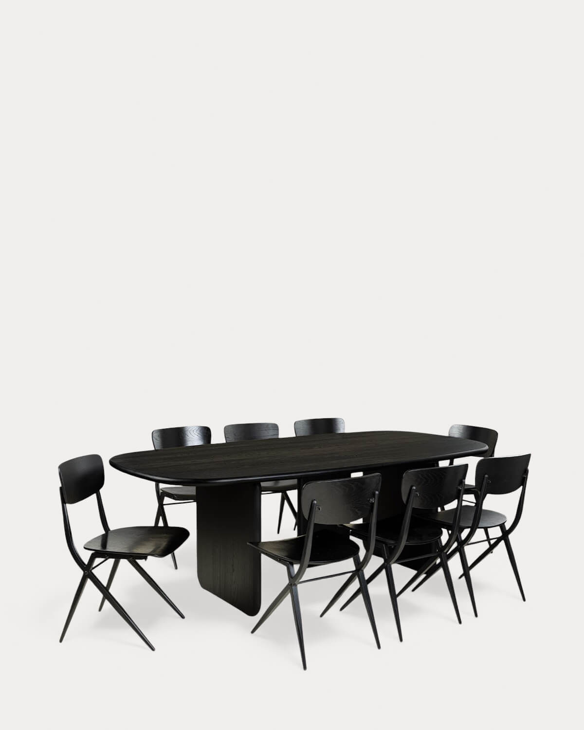 Set da Pranzo Rettangolare (220x110 cm) Kuroen e 8 Sedie da Pranzo in Legno Ticher