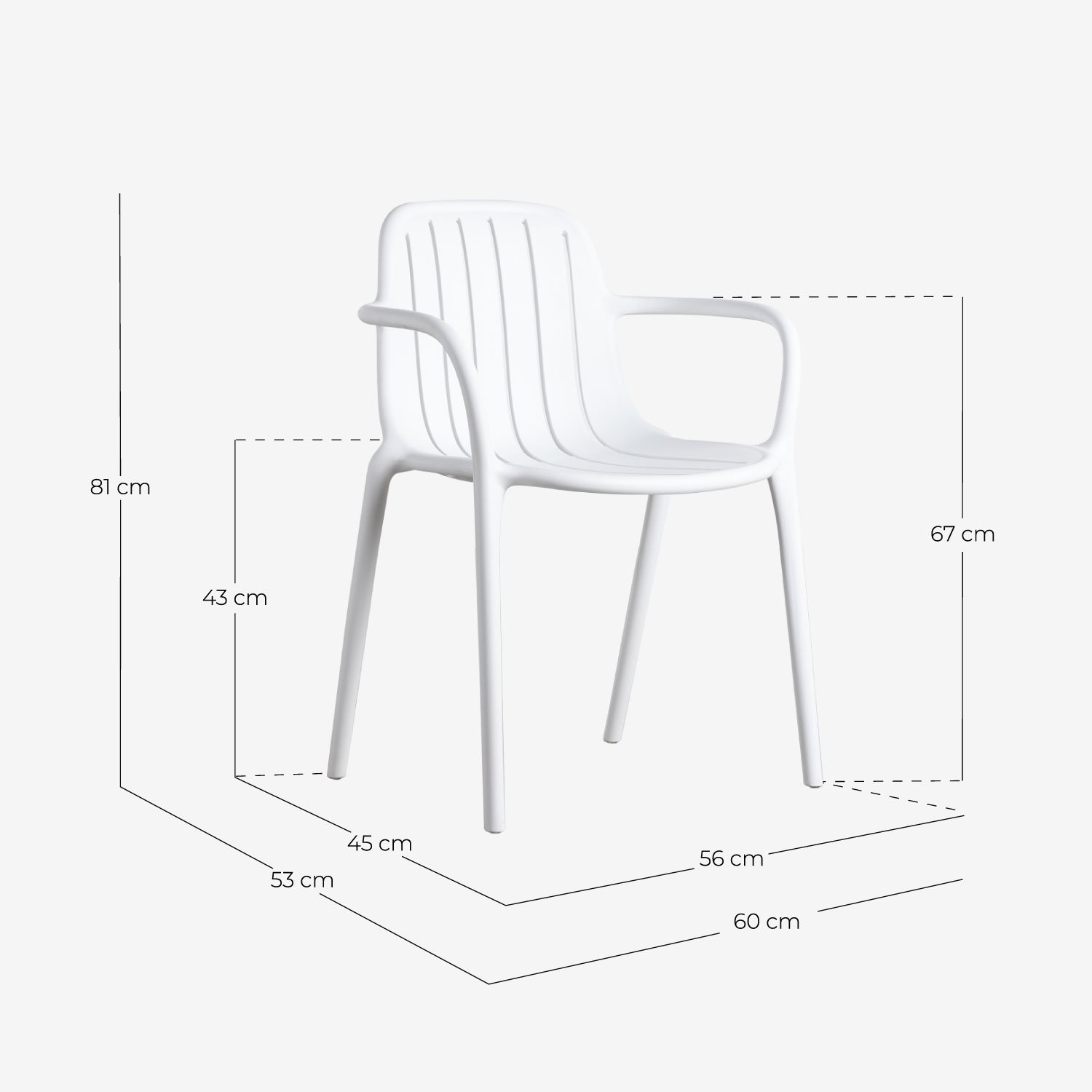 Set Tavolo Rettangolare in Alluminio (160x90 cm) Cancun e 6 Sedie da Esterno in Polipropilene Brand, Misure