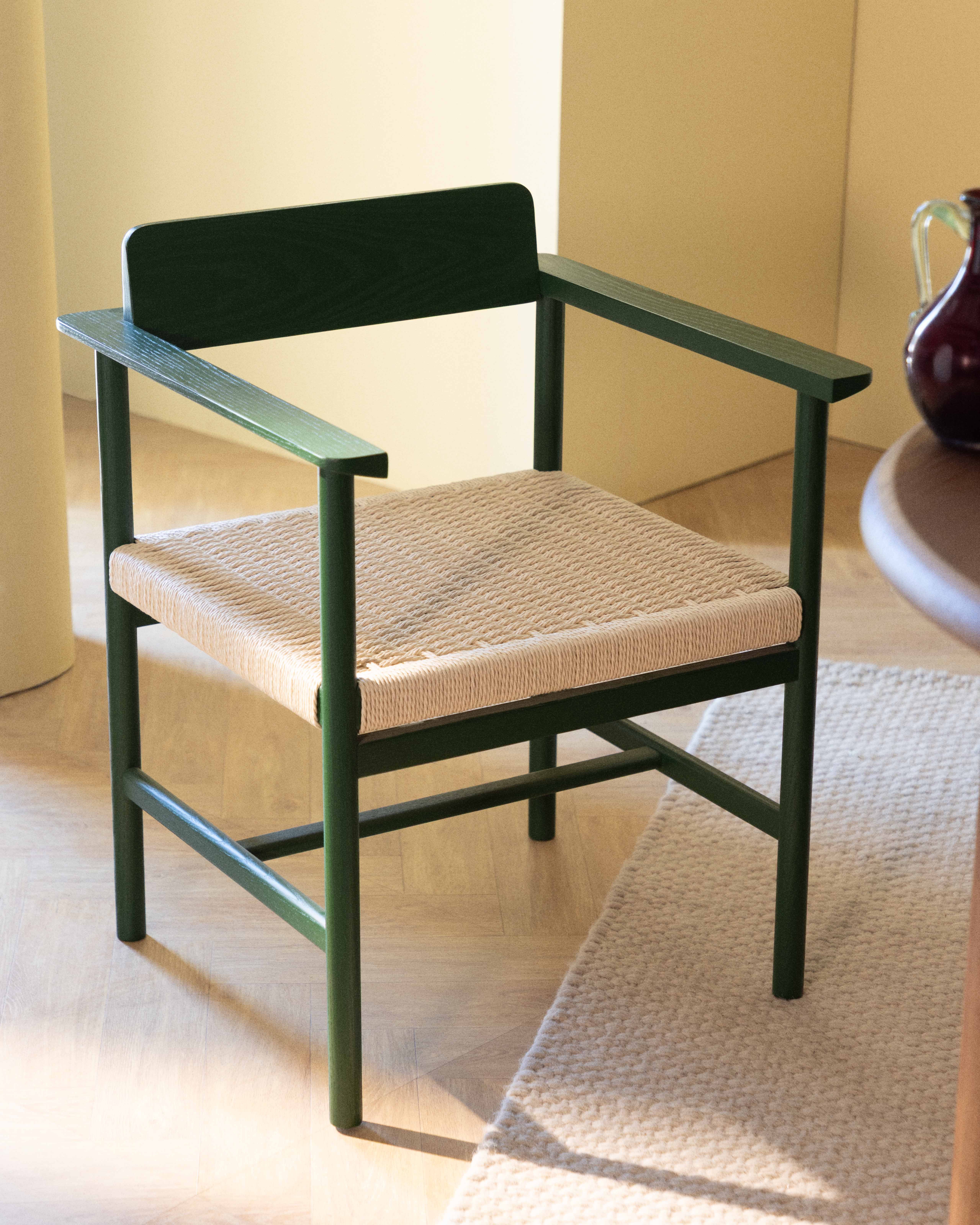 Sedia da Pranzo con Braccioli in Legno e Rattan Paula, immagine della galleria 2