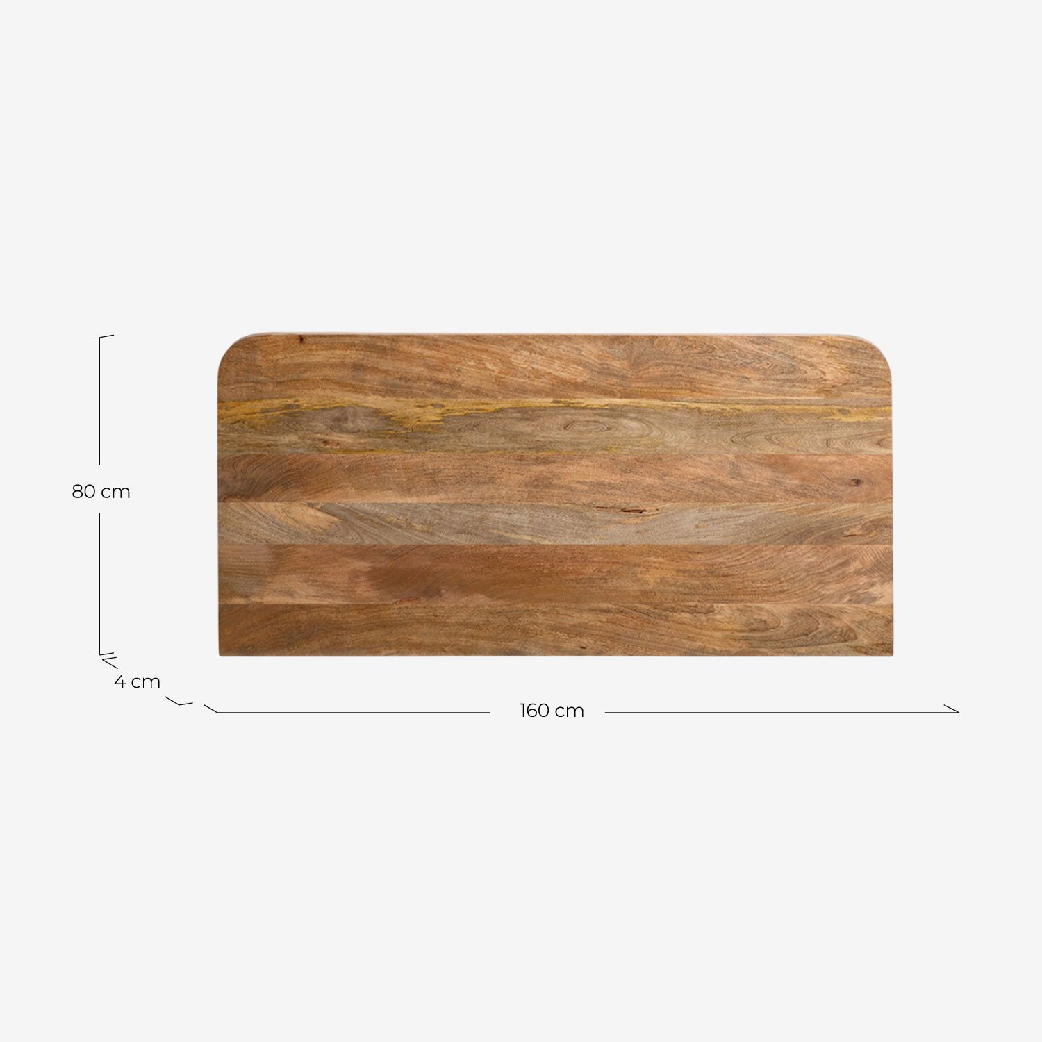 Testiera per Letto in Legno di Mango (80x160 cm) Vanile, Misure